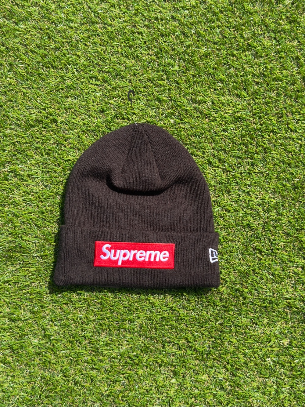 Supreme Black Knit Beanie with Red Box Logo